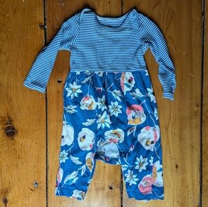 Tea Collection Girls Blue Floral Jumpsuit - 3-6m